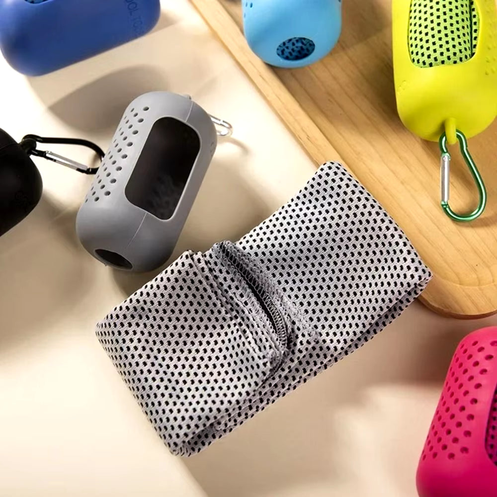 Mini Quick Dry Fitness Cool Towel Portable Microfiber Silica Gel Towel Silicone Bag Quick Drying Towel Sports