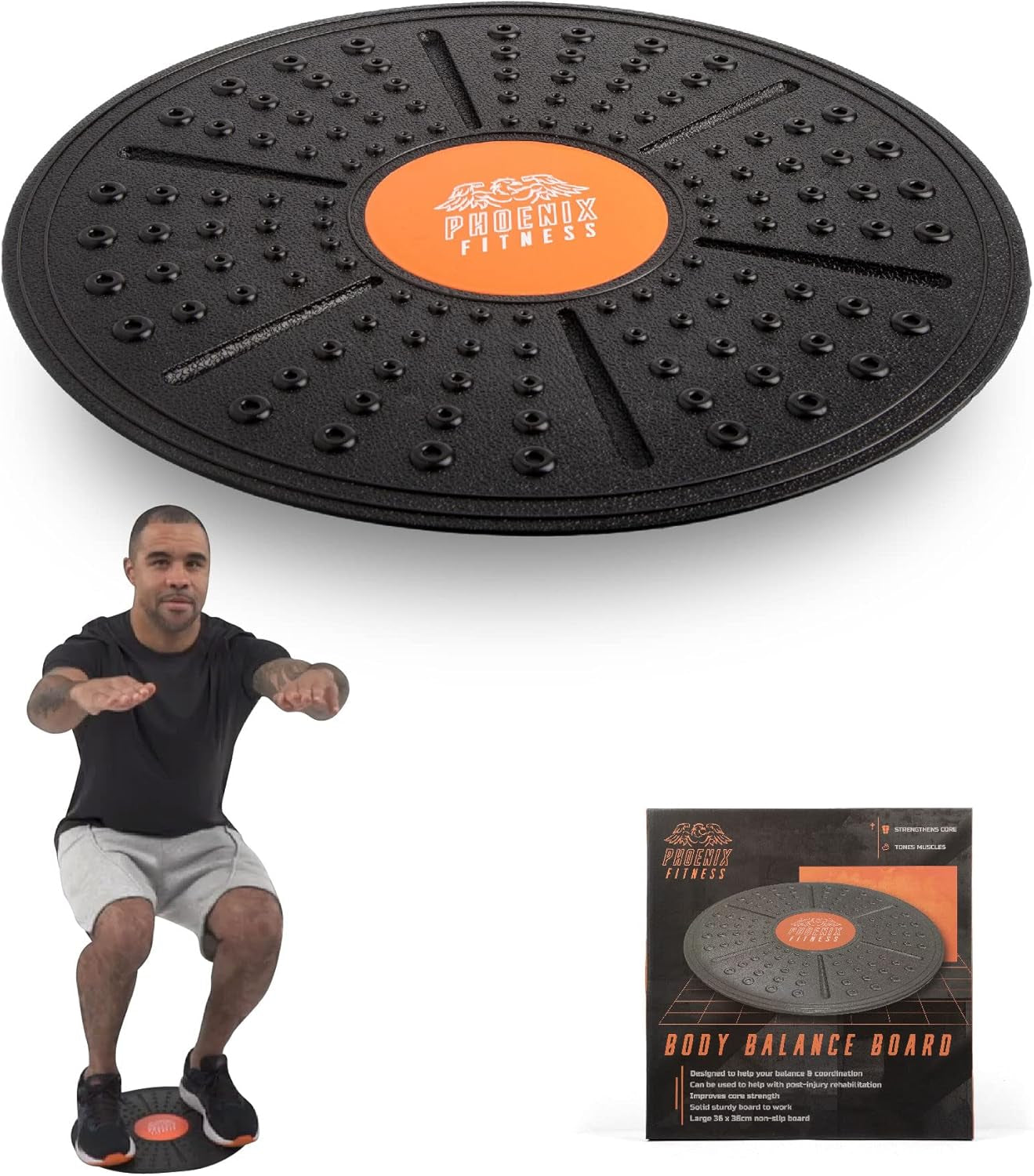 Body Balance Board - Non-Slip round Wobble Board - 36Cm Training Balance Board Perfect for Core Strength, Balance, Rehabilitation, Stability, Physio Therapy and Coordination